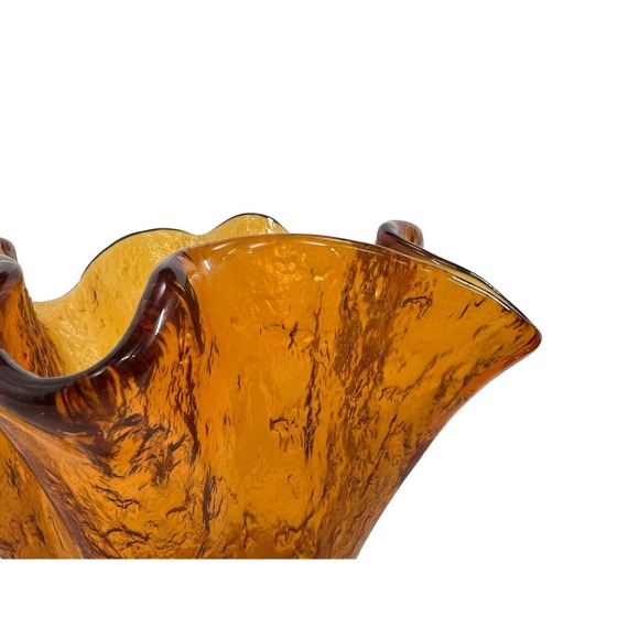 Murero Vintage MCM Art Glass Amber Freeform Dish Bowl - Picture 5 of 12